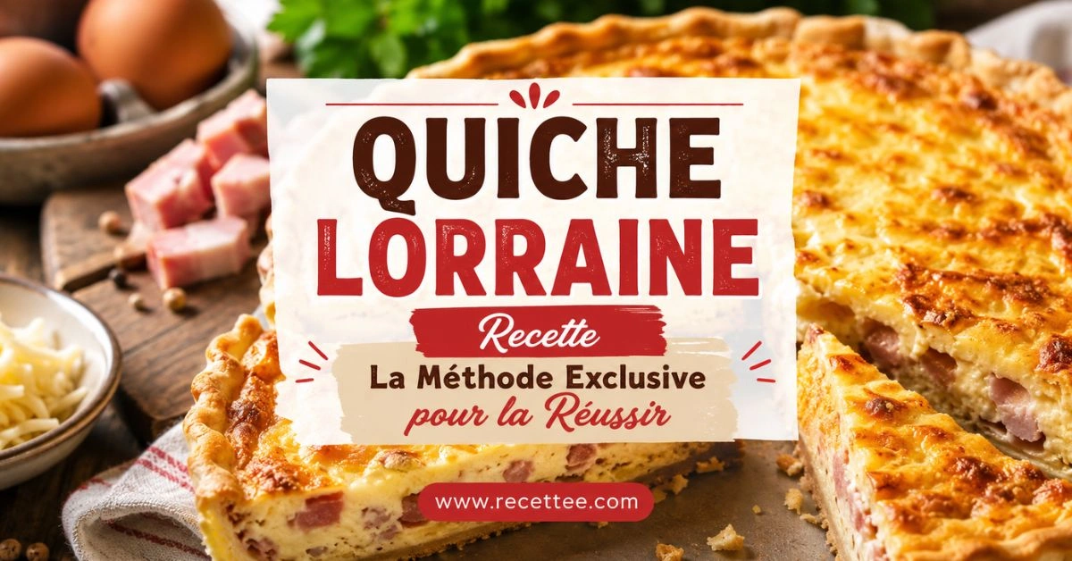 Quiche Lorraine recette traditionnelle, dorée, crémeuse et fondante avec lardons.